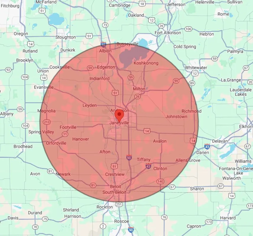 Trash Box Disposal Contact Radius Map